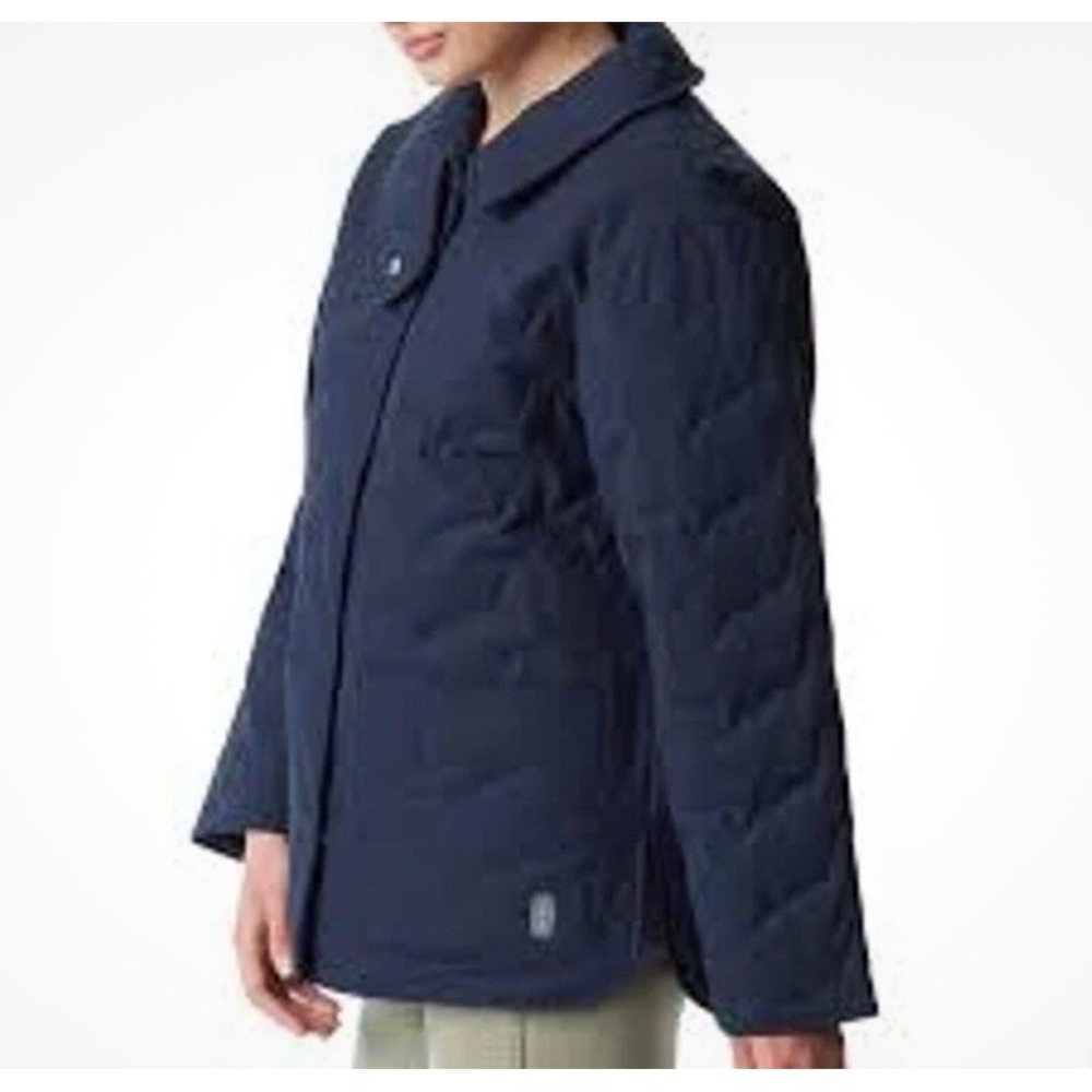 BASS Outdoor Women Quilted‎ Puffer Jacket Oversized Snap Collar Pockets Navy NWT